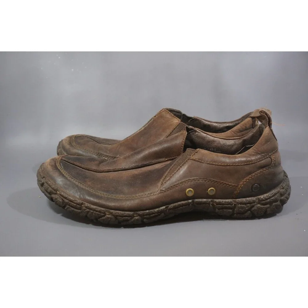 Born Brown Leather Slip On Comfort Loafers Men's 11.5 M M6621 Shoes Tire Tread